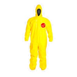 DuPont Tychem 2000 Standard Fit Hood Stormflap Elastic Wrists and Ankles Serged Seam, Yellow, 4XL, Pack of 1