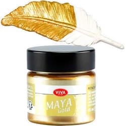 Viva Decor Maya Gold (Gold) 1.52 Fl Oz - Shiny metallic acrylic paint for creative works on wood, glass, and porcelain. Impact-resistant, smudge-proof, and weatherproof for long-lasting results