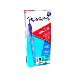 Paper Mate InkJoy 100RT Retractable Ballpoint Pens, Medium Point, Blue, Box of 12