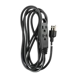 QNECS 3 Outlet Extension Cord SJTW for Indoor & Outdoor Use by QNECS- UL Listed 3 Prong Grounded Straight Plug 13 Amp, 125V, 1625 Watts- Heavy Duty Multiple Plug Outlet Extender- 15Ft, Black. Long Cord