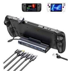 DiamondTiger 6 in 1 Steam Deck Dock - HDMI 2.0, 4K@60Hz, Ethernet, 100W Fast Charging USB-C Port, USB 3.0 Steam Deck Accessorie Steam Deck Stand Station for Valve Steam Deck,ASUS ROG Ally, iPhone 15