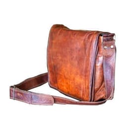 Handolederco. 15 Inch Leather Full Flap Messenger Handmade Bag Laptop Bag Satchel Bag Padded Messenger Bag School Brown (15X11)