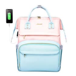 LOVEVOOK Laptop Backpack for Women Fashion Business Computer Backpacks Travel Bags Purse Doctor Nurse Work Backpack with USB Port, Fits 15.6-Inch Laptop Pink-Sky Blue