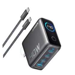 Anker 140W USB-C Charger, Anker Laptop Charger, 4-Port Multi-Device Fast Charging, Advanced GaN Power Adapter, Intuitive Touch Controls, for MacBook, iPhone 16 Series, Samsung Galaxy, Pixel, and More