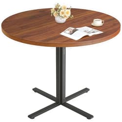 VASAGLE Dining Table, Small Round Kitchen Table for 4 People, 31.5 x 29.4 Inches, for Dining Room, Living Room, Farmhouse, Water-Resistant, Somber Walnut UKDT082K01V1