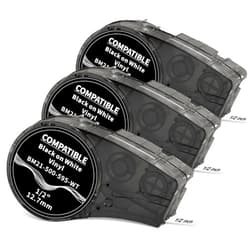COLORWING Compatible M21-500-595-WT Vinyl Label 1/2 Inch Black on White, for M210, M210LAB, M211, BMP21-PLUS, BMP21-LAB Label Maker, for Indoor/Outdoor Labeling, Permanent Adhesion, 3-Pack
