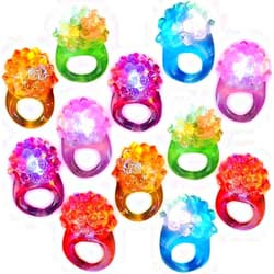 HNDTEK 18-Pack Flashing LED Lights Up Toys,Glow In The Dark Bumpy Rings