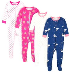 Gerber Baby Girls' 4-Pack Footed Pajamas