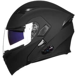 ILM Bluetooth Motorcycle Helmet Modular Flip up Full Face Dual Visor Mp3 Intercom FM Radio DOT Model 902BT(Matte Black, M)