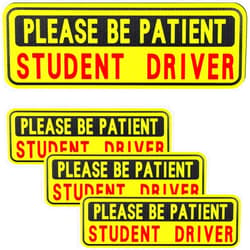 BFXM 4 PCS Student Driver Magnet for Car, Please Be patient Student Driver, Funny Magnetic New Driver Safety Warning Bumper Sticker Signs, Reusable Movable Rookie Driver Reflective Magnets Stickers