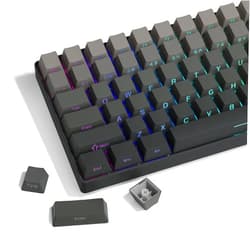 SDYZ XVX PBT Keycaps - Side Printed Keycap Set, Double Shot Shine Through Custom Keycaps, Gradient Gray Keycaps OEM Profile 136 Keys, Minimalist Style Phantom Keyboard Keycap for Mechanical Keyboards