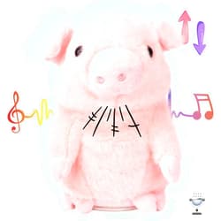 Hopearl Talking Pig Repeats What You Say Piggy Nodding Electric Interactive Animated Toy Speaking Plush Buddy Gifts for Toddlers, Pink, 6.5''