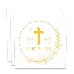 ZSTOWY 100 Pack of Cross Disposable Paper Napkins for Christian Baptism Religious Birthday Party Decoration