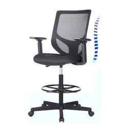 DUMOS Tall Office Chair, Drafting Chair, High Adjustable Standing Desk Chair, Ergonomic Mesh Computer Task Table Chairs with Adjustable Armrests and Foot-Ring for Standing Desk and Bar Height Desk