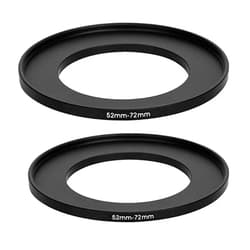Fotasy (2 Pcs) 52-72MM Step-Up Ring Adapter, 52mm to 72mm Step Up Filter Ring, 52 mm Male 72 mm Female Stepping Up Ring for DSLR Camera Lens and ND UV CPL Infrared Filters