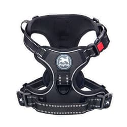 PoyPet No Pull Dog Harness, No Choke Front Clip Dog Reflective Harness, Adjustable Soft Padded Pet Vest with Easy Control Handle for Small to Large Dogs(Black,M)
