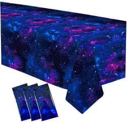 Xenorik Space Galaxy Party Tablecloth Decorations - Disposable Outer Space Birthday Party Supplies Table Cover, Starry Night Sky Birthday Baby Shower Decorations Table Cloth - 3 Pack (54in x 108in)