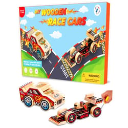 Little Jupiter DIY Wooden Kits w/ Stickers - Kids Building Kit - Stem Building Toys - Wood Crafts for Kids - Woodworking Kits for Kids - Wood Building Kits for ages 4-7 Yrs (Open & Closed Wheel Race Cars)