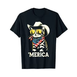 Nerrrdy USA 'Merica Cat 4th of July Men Women Kids Funny Patriotic T-Shirt