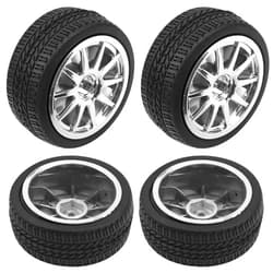 HIRCQOO 4Pcs 2.55in Rubber Tires & 12mm Hex Plastic Wheel Rims Set 10-Spoke w/Foam Compatible with Traxxas Kyosho HPI Tamiya TT02 1/10 RC On-Road Touring Car