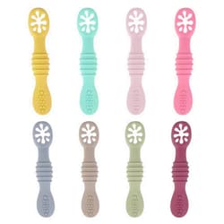 DF DUALFERV 8 Pcs Baby Led Weaning Utensils, First Stage Silicone Baby Spoon, Multicolor Baby Spoons Self Feeding 6+ Months, Cucharas para Bebes for Solids and Purees