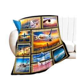Uphomart Airplane Blanket Aviation Throw Blanket Soft Fleece Flannel Bedding Plane Pilot Gifts for Men Pilots Boys Girls Lovers Adults Stuff Plush for Couch Sofa Bed Room Decor 40