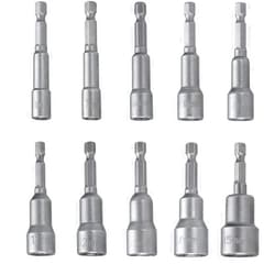 Bestgle 10Pcs(6-15mm) Bestgle Magnetic Power Nut Sockets Driver Set 1/4 Inch Hex Shank Metric Socket Wrench Screw Nut Driver Drill Bit