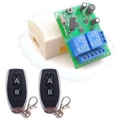 DieseRC DC 12V 24V 30V Secure Remote Control Switch Universal Wireless 433Mhz rf 10A Relay Receiver Board with 2 Transmitter Key fobs for Motor Light Gate Door DIY Wireless Controller