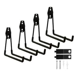 CRXCRC Garage Hooks, 4 Pack 7.7inch Large Square Wall Hooks for Hanging Heavy Duty Ladders, Bikes, Tools Ideal for Garage, Garden, Basement Utility Room Storage (Black)