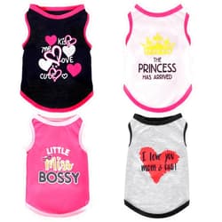 Pistha 4 Pack Dog Shirts Summer Printed Puppy Clothes Cute Sleeveless Pet T Shirts Dog Clothes for Small Medium Dogs Cats Girl(Medium)