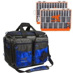 KastKing Fishing Gear & Tackle Bags - Saltwater Resistant Fishing Bags(Blue-Large) & HyperSeal Waterproof Tackle Box