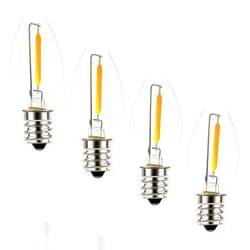 Emotionlite Night Light Bulbs, C7 Candelabra LED Light Bulbs, E12 Chandelier Base, 4W 5W 6W 7W Incandescent Equivalent, Warm White, 2700K, Clear, 4 Pack