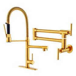GIMILI Gold Pot Filler Faucet with Commercial Kitchen Faucet with Pull Down Sprayer