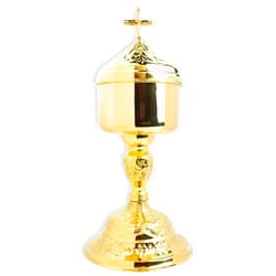 Needzo Ciborium Elegant High Polished Brass, Catholic Church Communion Supplies, 10 by 4.75 Inches