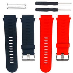 E ECSEM Compatible with Garmin Forerunner 920XT Bands, Replacement Soft Silicone Bands and Straps for Forerunner 920XT GPS Running Watch, with Free Installation Tools and Lugs Adapters (Black&Red)