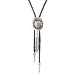 LIANCHI Western Black Bolo Tie for Men and Women Feather Hat Pendant,Native American Leather Bolo Tie String