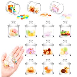 Sumind Cute Miniature Dollhouse Food Jar Glass Bottle 1:12 Mini Fruit Simulation Scene Candy Snack Model Party Doll House Kitchen Decoration for Dollhouse (Dessert,10 Pcs)