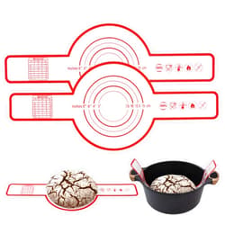 Innovkitchen 2 Pieces Silicone Bread Sling, Non-Stick Silicone Baking Mat for Sourdough Bread, Reusable Long Handles Sourdough Silicone Bread Sling Dutch Oven Baking Mat(Red)