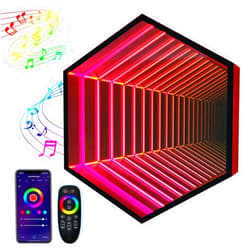 NAPQUINA Infinity Mirror Tunnel Lamp, 3D Infinity Mirror Light, Remote Control Tunnel Mirror Light with Multi Color Changing Light, for Bedroom Children's Room,30cm/12inch
