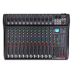 Depusheng DT12 Studio Audio Mixer 12-Channel DJ Sound Controller Interface w/USB Drive for Computer Recording Input, XLR Microphone Jack, 48V Power, RCA Input/Output for Professional and Beginners