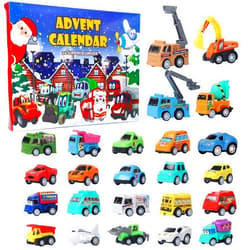 ATDAWN Christmas Advent Calendar 2024 with 24 Different Vehicles, Car Advent Calendar for Kids, Car Stocking Stuffer Toys, Countdown to Christmas for Kids Toddlers Teen Boys and Girls
