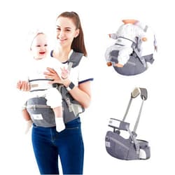 HHOCN Baby Hip Seat Carrier Baby Waist Stool for Child Infant Toddler with Adjustable Strap Buckle Pocket Soft Inner Huge Storage (Dark Grey)