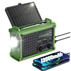 Roxicosly Emergency Weather Radio with Large Solar Panel, Efficient Hand Crank & Real 12000mAh Battery | AM/FM/NOAA Bands, LED Flashlight, Reading Lamp, SOS Alarm & Phone Charger for Camping & Emergencies