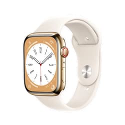 Apple Watch Series 8 (GPS + Cellular, 45mm) - Gold Stainless Steel Case with M/L Starlight Sport Band (Renewed Premium)