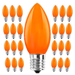 Doratale C9 Orange Replacement Bulbs, 25 Pack C9 Ceramics Orange Halloween Light Bulbs for Indoor Outdoor Patio Halloween Christmas String Lights, C9/E17 Intermediate Base Bulb, 7 Watt Incandescent Night Light