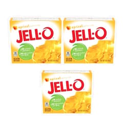 Exit 28 Bargains Jell-O Apricot Gelatin 3 Pack of 3 oz Boxes (9 oz Total) Jello w/Exit 28 Bargains Sticker