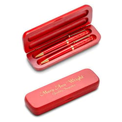 Executive Gift Shoppe - Personalized Cherrywood Pen & Pencil Box Set with Custom Engraving