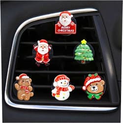 Nadiho 6 Pcs Christmas Car Air Vent Clips, Cute Car Interior Decor Car Aroma Diffuser Vent Clip Car Air Freshener Vent Clips Car Accessories Decoration Merry Chrismas Set for Women Men