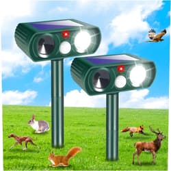 JahyElec 2 Pack Solar Ultrasonic Animal Repeller Outdoor Cat Squirrel Deer Repellent Devices Waterproof Motion Activated Animal Deterrent Devices to Scare Raccoon Rabbit Skunk Repellent for Yard Garden