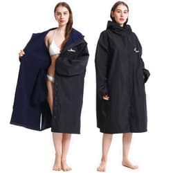 Oksun Oversized Waterproof Swim Parka: Windproof Warm Swimming Coat - Water Resistant Jacket - Thin Fleece Lined Surf Poncho